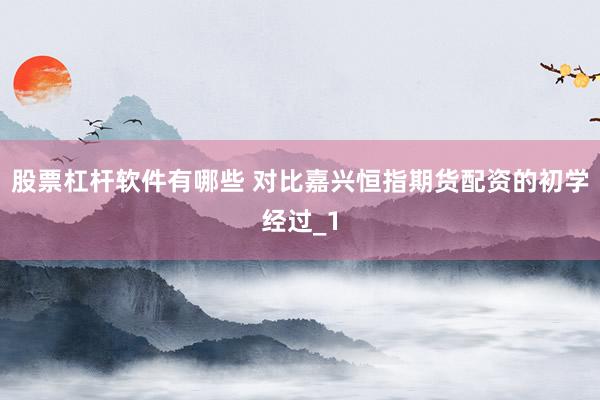 股票杠杆软件有哪些 对比嘉兴恒指期货配资的初学经过_1